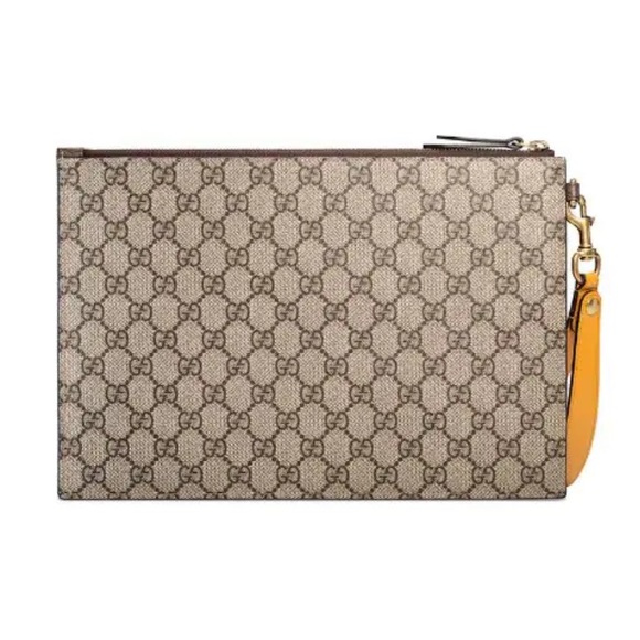 Gucci neosupreme pouch gg wristlet purse tan brown yellow gold AS IS - Picture 4 of 15